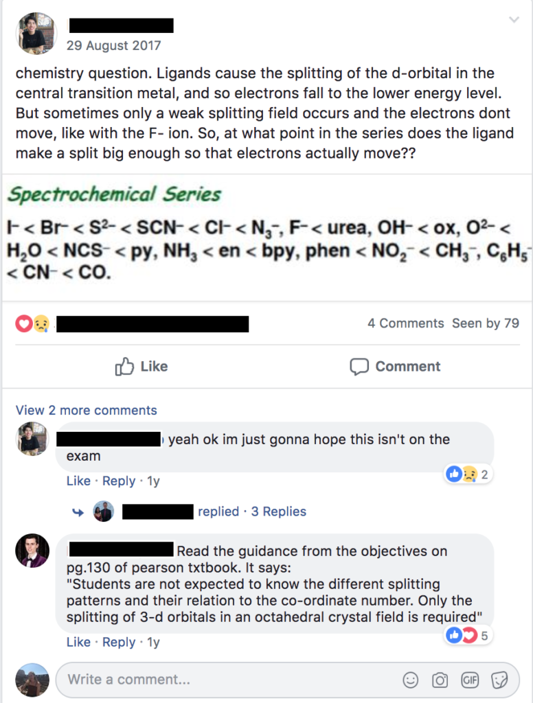 Using Facebook to help with study